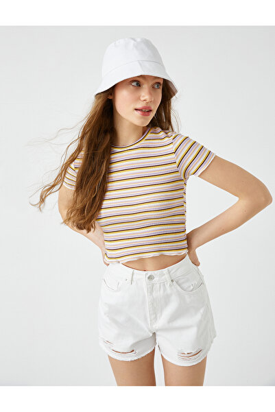 Koton Tricou cu mânecă scurtă cu guler rotund