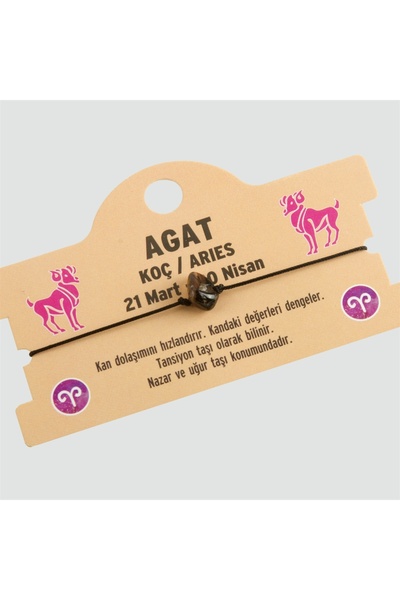 modi Agat Natural Stone Aries Zodiac Bracelet - Dl0101