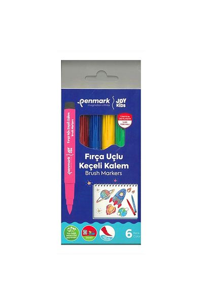 penmark 6-Color Washable Felt Pen - Brush Tip