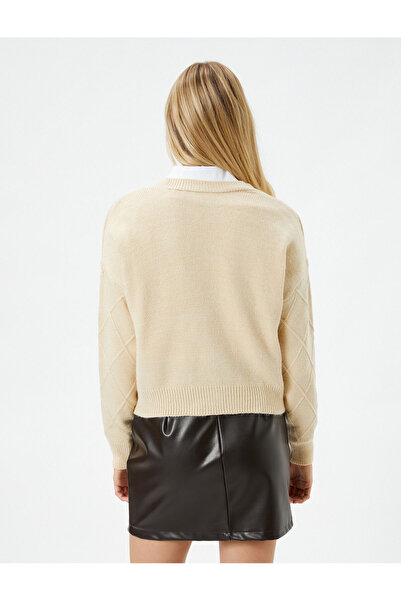 Koton Triko Hırka Düğmeli Dokulu V Yaka Uzun Kollu