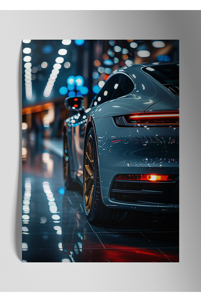 DekorHane Метален принт с лъскава стенен декор за кола - Porsche