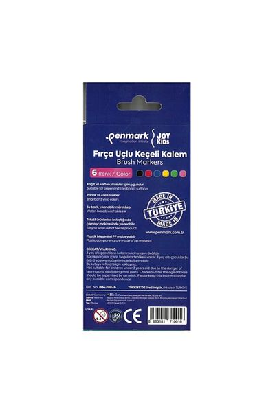 penmark 6-Color Washable Felt Pen - Brush Tip