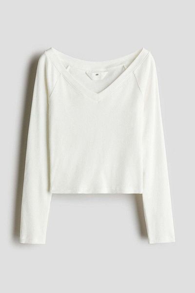 H&M Ribbed V-neck Top