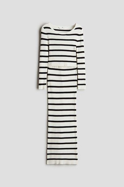 H&M 2-piece Rib-knit Top And Skirt Set