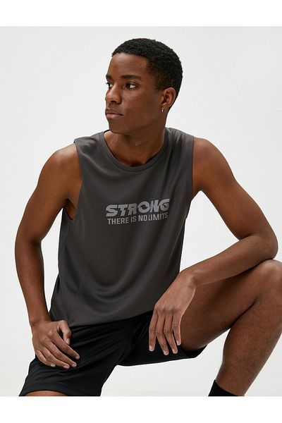 Koton Sport-Tanktop mit Slogan-Aufdruck, Rundhalsausschnitt, ärmellos