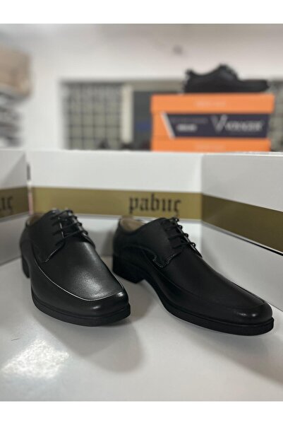 Pabuç Shoe 386 Black Leather Men's Shoes