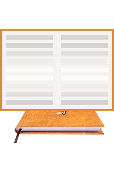 BİDEFTER دفتر ملاحظات موسيقي (بدون مفاتيح) مصنوع يدويًا بنسبة 100%، وخياطة يد...