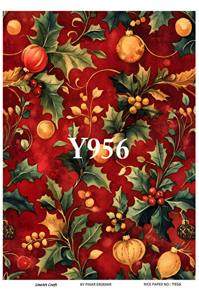 LİNEART Y956 New Year Series - 29*42 cm Brass Decopage
