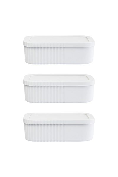 devigo 3Pcs 3 Liter Multi-Purpose Storage Box Set with Lid - Makeup, Cosmetic Personal Item Organizer