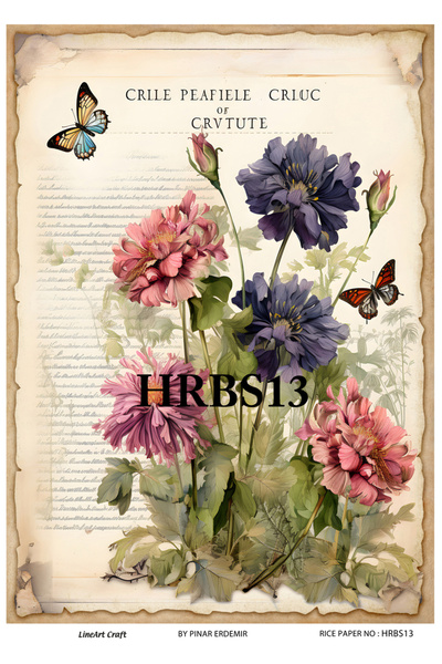 LİNEART ديكوباج نحاسي بنمط زهور عتيقة - HRBS13، 29*42 سم