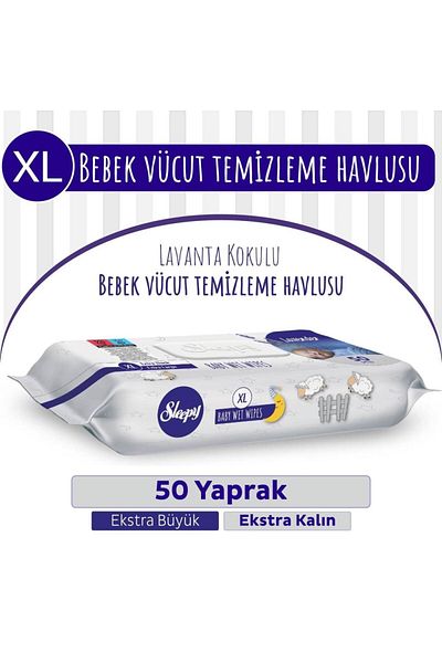 VB QUALITY Sleepy XL Lavender Scented Baby Body Cleaning Wipes 50 Sheets