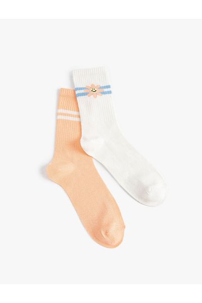 Koton 2-Piece Socket Socks Set with Flower Detail Multicolored