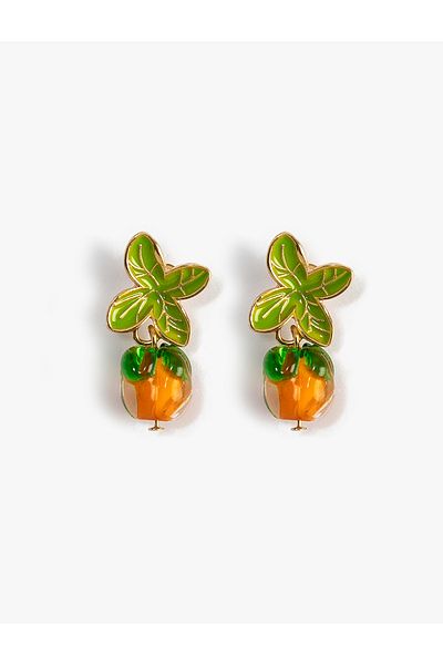 Koton Earrings Clover Detailed Natural Textured