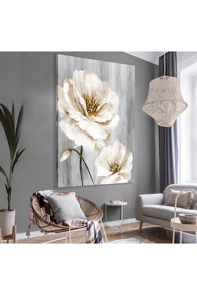 EMYA HOME Εκτύπωση σε καμβά λευκά λουλούδια