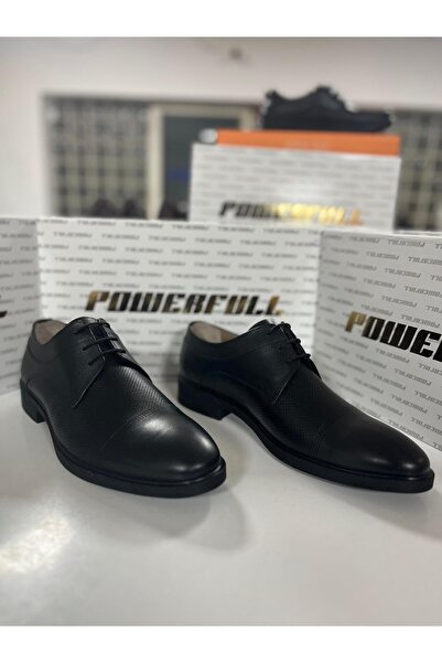 POWERFULL 700 Black Genuine Leather Men's Shoes
