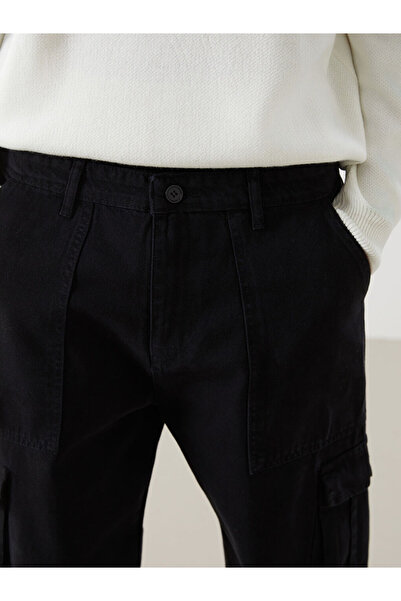 LC Waikiki Black Comfortable Fit Gabardine Men's Cargo Pants
