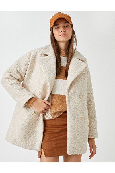 Koton Boucle Coat s dvojitým zapínaním