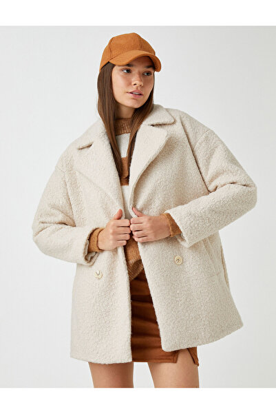 Koton Boucle Coat s dvojitým zapínaním