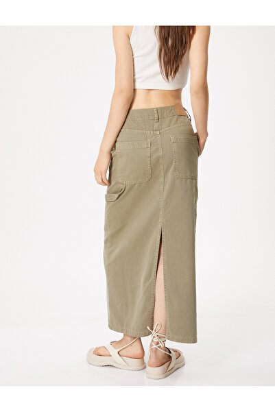 Koton Fustă midi Denim Buzunar Detaliat Bumbac