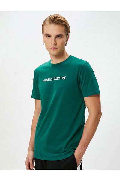 Koton Sports T-Shirt Slogan Printed Crew Neck Short Sleeve Cotton