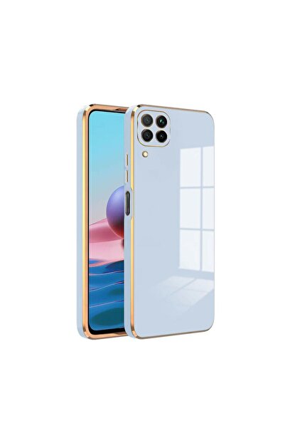 Zebana Huawei P40 Lite Uyumlu Kılıf Golden Silikon Kılıf Açık Mavi