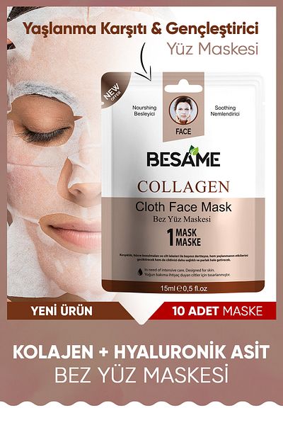 Besame Collagen Provitamin B5 Moisture Bomb Paper Face Mask 10 Pack