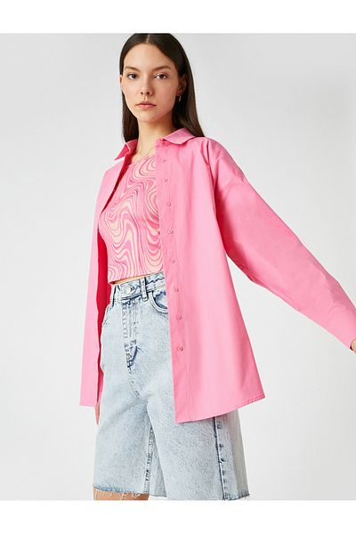 Koton Hosszú ujjú Oversize Poplin ing pamut