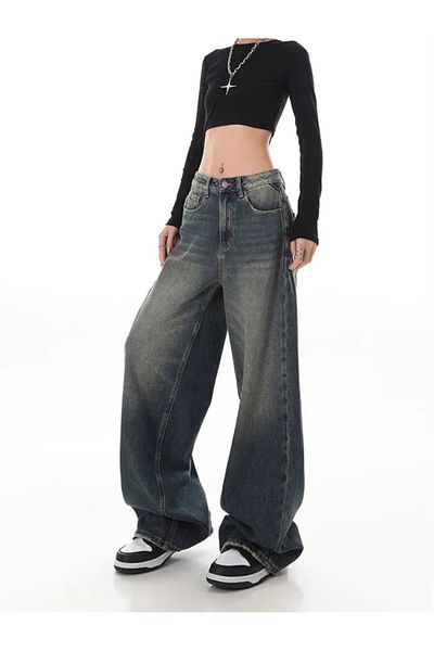 DEEFWEAR Y2K Unisex Baggy Jean Trousers - Antique Design