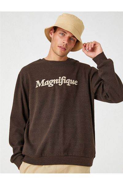 Koton Crew Neck Text Printed Sweatshirt