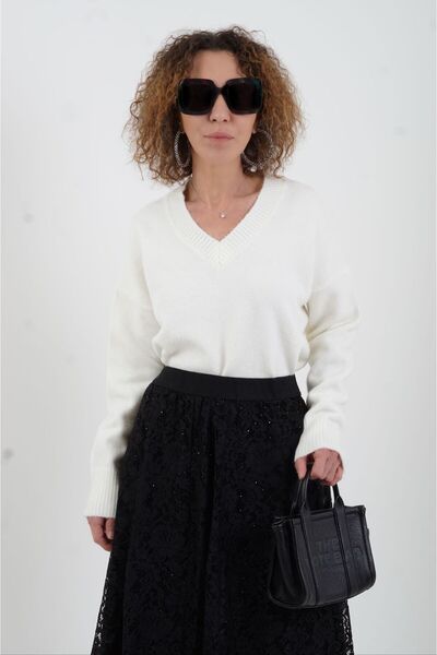 Zelish My Sister Cel mai bun pulover cu decolteu în V Ecru