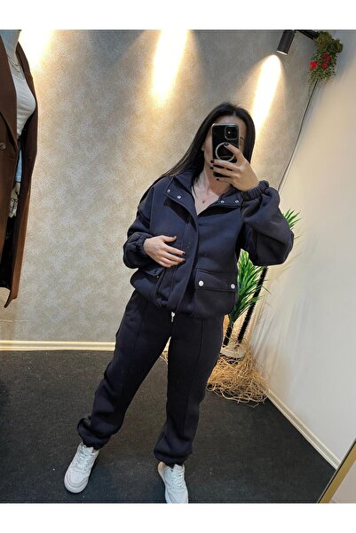 Butik Premium Antrasit Rengi Bomber Ceket Eşofman Takım