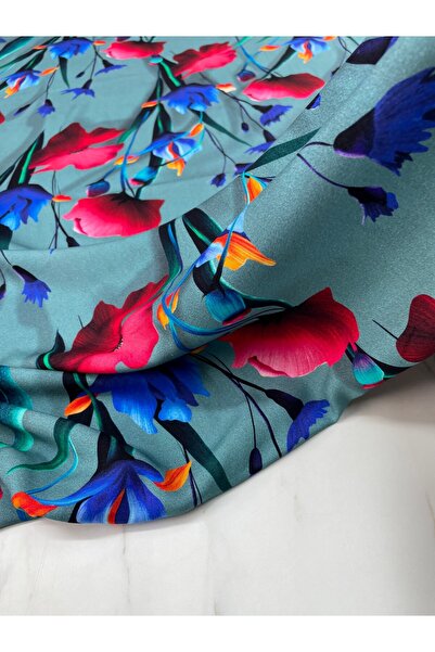 ipekkumaş Çuha Çiçeği Desen Bambu Dijital Elbiselik Viskon Kumaş