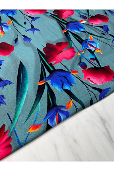 ipekkumaş Çuha Çiçeği Desen Bambu Dijital Elbiselik Viskon Kumaş
