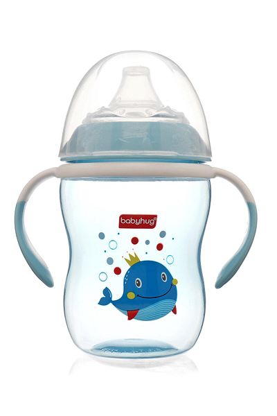 Babyhug Babyhug Training Cup with Twin Handles, Soft Spout, BPA-Free, Blue - 250mL for Ages 6-24M