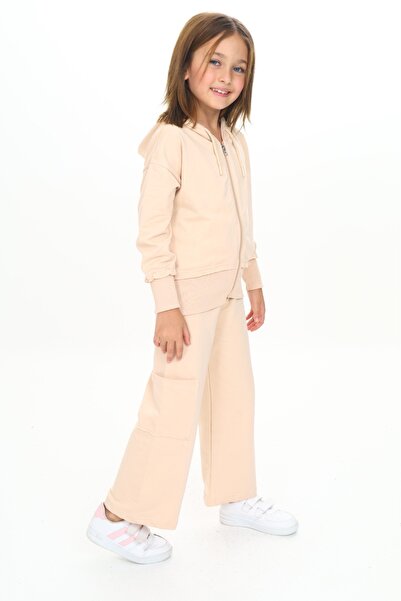 Toontoy Κοριτσίστικο σετ αθλητικής φόρμας με με κουκούλα φερμουάρ και λεπτομέρεια με βολάν