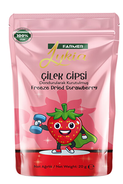 Çilek Freeze Dried Meyve Cipsi - 10 adet 20gr'lık Dondurularak Kurutulmuş Çilek