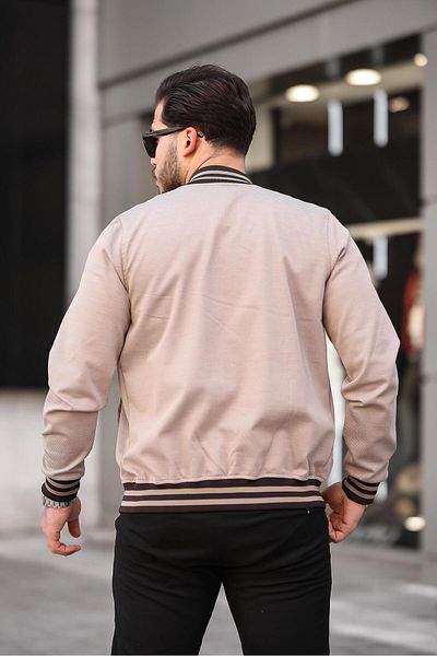 Miron Μπεζ κέντημα με λεπτομέρεια Pique Texture Regular Fit College Jacket - 2310