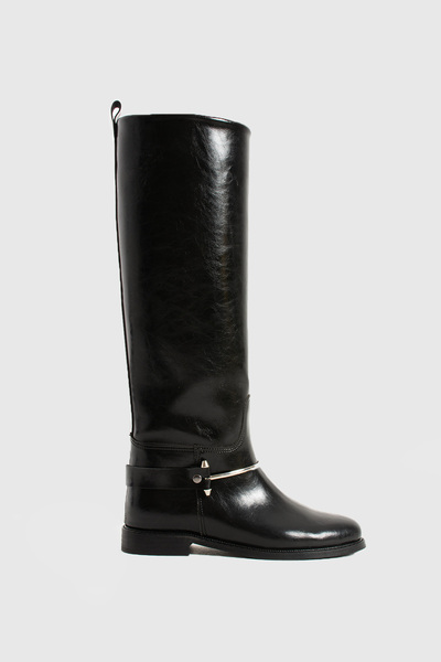 Feyz istanbul جلد أسود - حذاء ركوب الخيل مع مشبك للكاحل من Massimovi