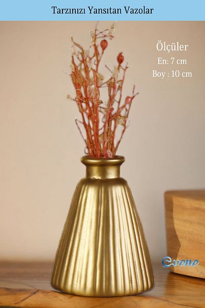 Evene Small Vase - Table Top and Home Decoration, Gold Antique Color Model 1