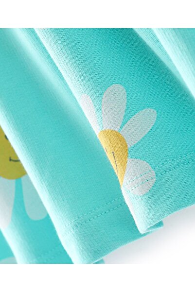 Bonfino Bonfino 100% Cotton French Terry Full Sleeves All Over Printed Dress - Blue