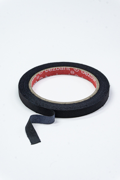 Bant 1 cm Yapışkanlı Siyah Bez Bant Tranta - Yüksek Isıya Dayanıklı Kumaş Ban...
