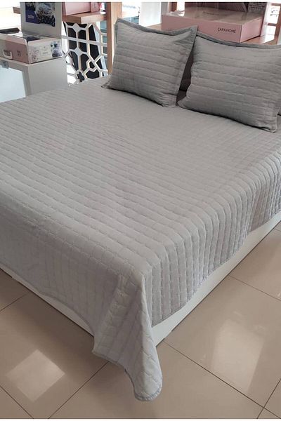 Sudemhome Gray Double Embroidered Oversized Bed Set