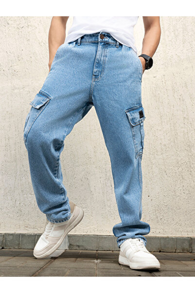 Hubberholme By Styli Mid Rise Baggy Fit Cargo Jeans