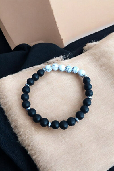 MGA DOĞAL TAŞ سوار بتصميم خاص باللون الفيروزي - سوار أونيكس للرجال والنساء