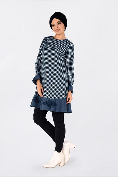 TRENDTESETTÜR Τούνικ με μοτίβο Gingham σε κρεμ χρώμα 4793