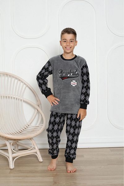 sharin Boy's Patterned Winter Welsoft Fleece Pajamas Set 6E-0305