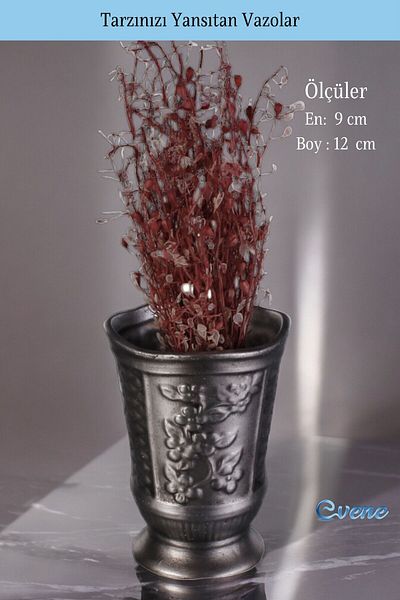 Evene Small Vase - Table Top Vase, Home Decoration, Silver Antique Color Model 45