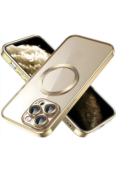 Fibaks Apple Iphone 11 Pro Max Uyumlu Kılıf Kamera Lens Korumalı Şeffaf Renkli Logo Gösteren Parlak Kapak