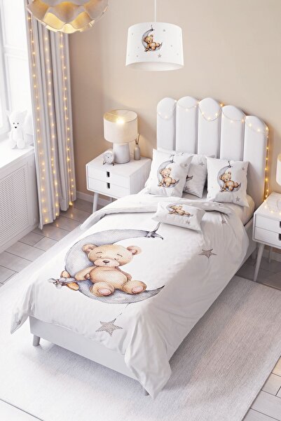 dekomingo Sleeping Bear on the Moon Baby and Kids Bedding Set (Without Sheets)
