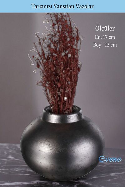 Evene Small Vase - Table Top Vase, Home Decoration, Silver Antique Color Model 36